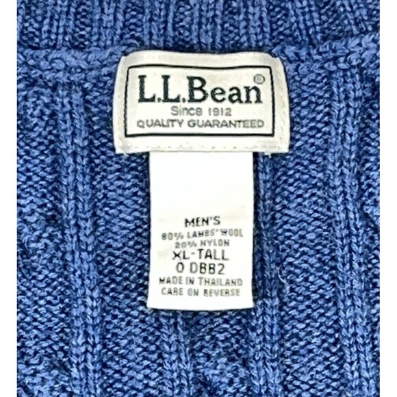 VTG LL Bean sweater vest mens XL-Tall cable knit 80% lamb wool blend navy blue - Picture 5 of 5